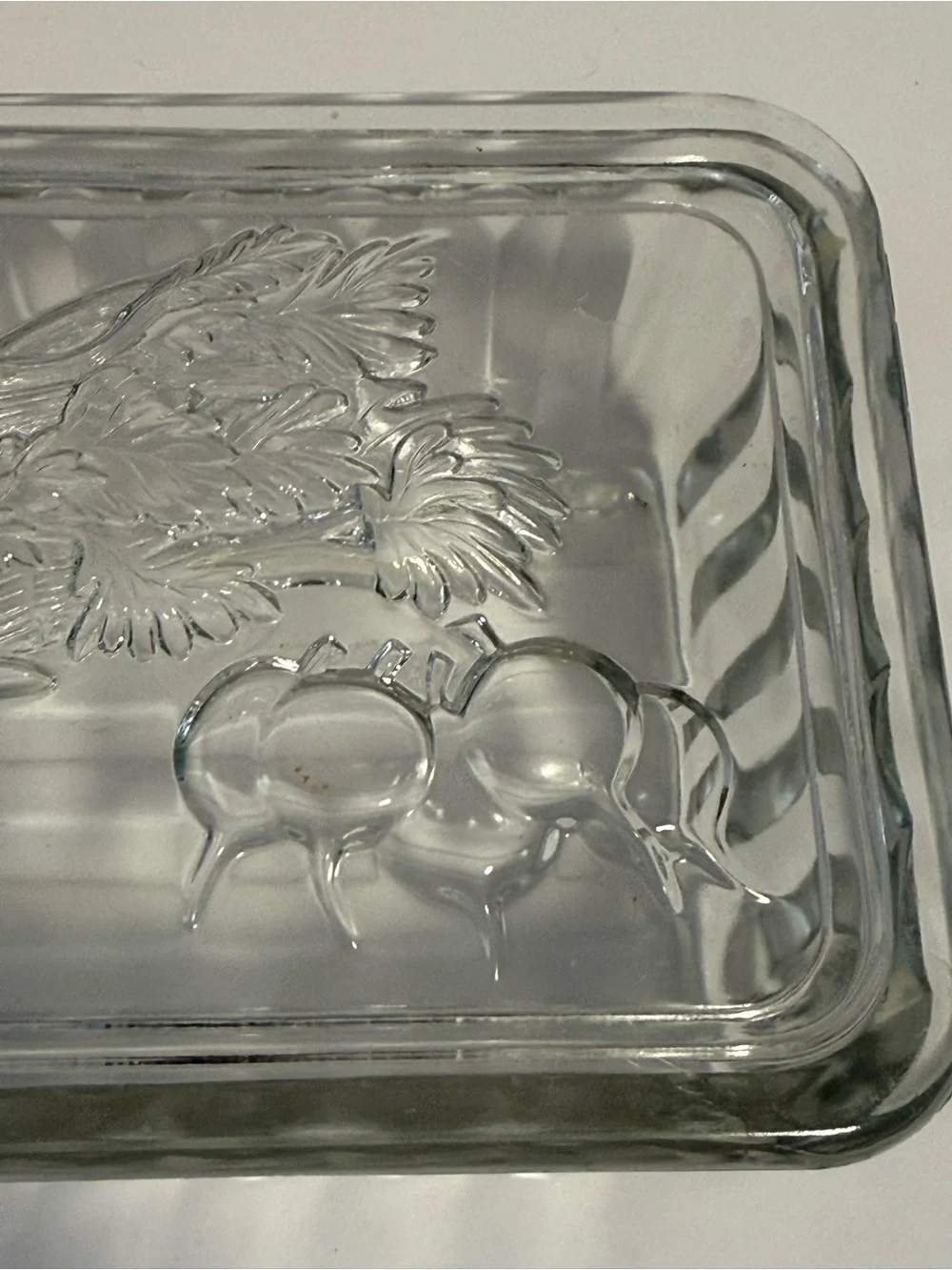 Vintage Federal Glass Vegetable Refrigerator Dish Clear